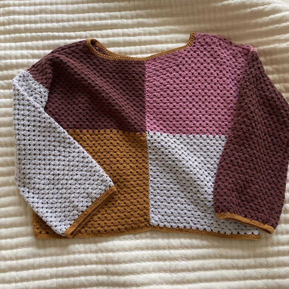 Zara Multicolor Patchwork Knit Blouse - image 2